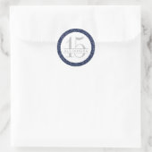 Navy Blue Glitter Quince Años Favor Sticker Label (Tas)