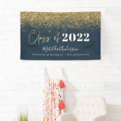 navy blue glitter script class van afstuderen spandoek (Insitu)
