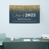 navy blue glitter script class van afstuderen spandoek (Beurs)