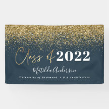 navy blue glitter script class van afstuderen