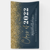 navy blue glitter script class van afstuderen spandoek (Verticaal)