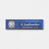 Navy Blue Glitter Sparkling Event Professioneel Deurbordje (Voorkant)