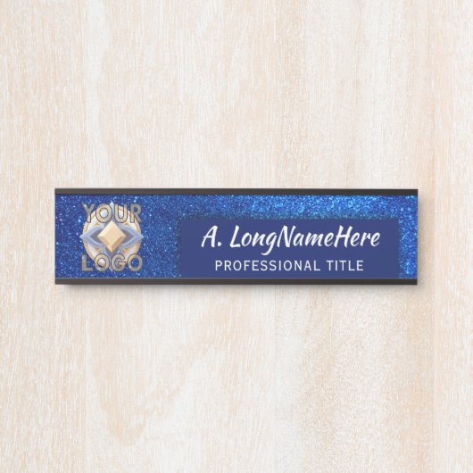 Navy Blue Glitter Sparkling Event Professioneel Deurbordje (Voorkant)