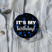 Navy Blue Glitter Stars Confetti Het is mijn verja Ronde Button 4,0 Cm (In situ)