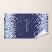 Navy blue glitter-stofnaam bad handdoek (Handdoek)