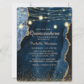 Navy Blue Glitter String Lights Quinceañera Kaart (Voorkant)