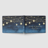 Navy Blue Glitter String Lights Wedding Gastenboek (Volledig)