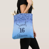 Navy Blue Glitter Sweet 16 Birthday Girly Sparkle Tote Bag (Dichtbij)