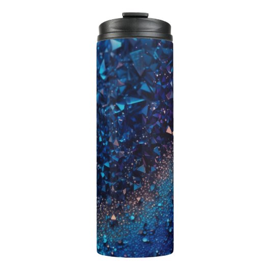 Navy Blue Glitter Thermische Tumbler 12oz Thermosbeker (Voorkant)