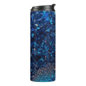 Navy Blue Glitter Thermische Tumbler 12oz Thermosbeker (Gedraaid links)