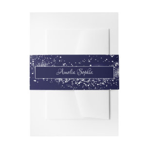 Navy Blue Glitter Uitnodigingen Wikkel