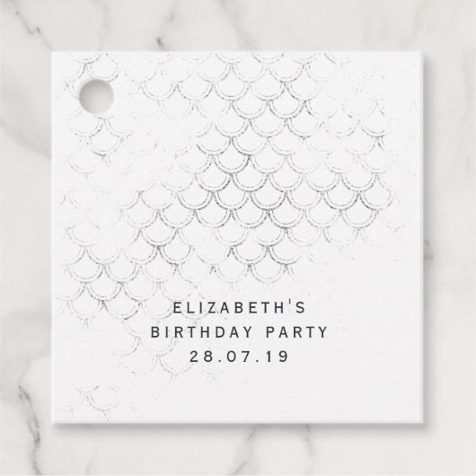 Navy Blue Glitter Zeemeermin Schalen Bedankjes Labels (Voorkant)