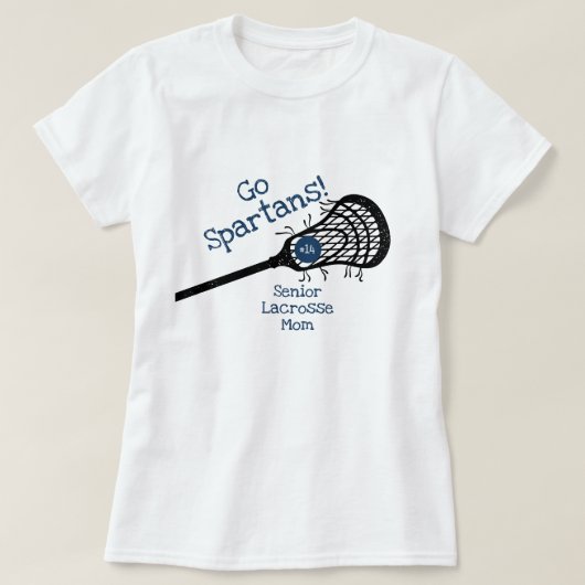 Navy Blue Go Team Lacrosse mama T-shirt (Design voorkant)