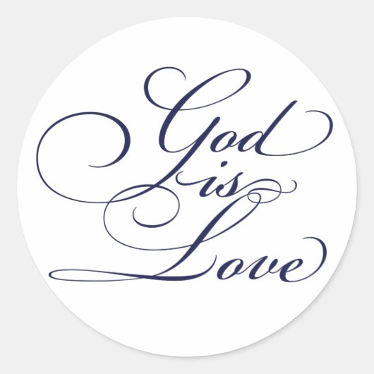 Navy Blue God is Love Christelijk Wedding Stickers (Voorkant)