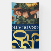 Navy Blue Gold 2025 Afstuderen Foto Afstuderen Spandoek (Verticaal)