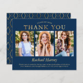 Navy Blue Gold 3 Foto Afstuderen Hartelijk dank (Voorkant / Achterkant)