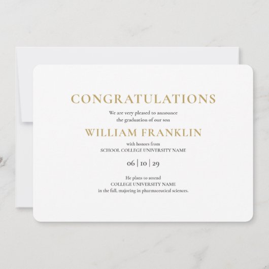 Navy Blue Gold 3 Foto Collage Afstuderen Announc Aankondiging (Achterkant)