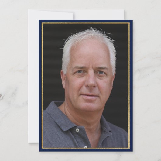 Navy Blue Gold 50e verjaardag foto verrassingsfees Kaart (Achterkant)