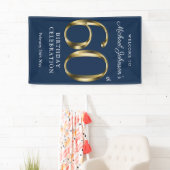 Navy Blue Gold 60th Birthday Party Elegant Welcome Spandoek (Insitu)