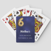 Navy blue gold 60th photo birthday party pokerkaarten (Achterkant)