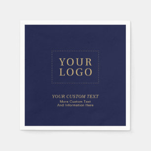 Navy Blue Gold   Aangepaste zakelijke Logo Promoti Servet