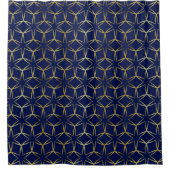 Navy Blue & Gold Abstract Geometric Pattern Luxury Douchegordijn (Voorkant)