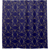 Navy Blue & Gold Abstract Geometric Pattern Luxury Douchegordijn (Voorkant)