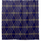 Navy Blue & Gold Abstract Geometric Pattern Luxury Douchegordijn (Voorkant)