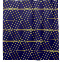 Navy Blue & Gold Abstract Geometric Pattern Luxury
