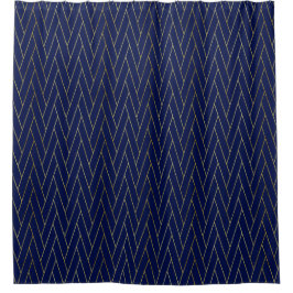 Navy Blue & Gold Abstract Geometric Pattern Luxury Douchegordijn