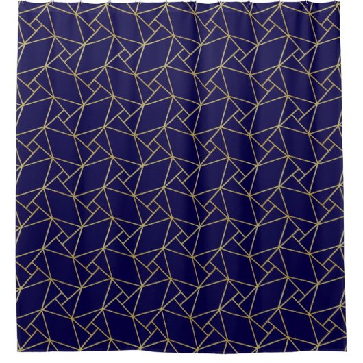Navy Blue & Gold Abstract Geometric Pattern Luxury Douchegordijn (Voorkant)