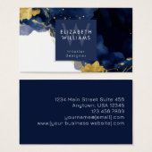 Navy Blue Gold Abstract Monogram Business Card Visitekaartje (Voorkant /achterkant)