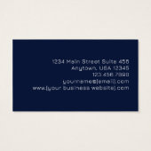 Navy Blue Gold Abstract Monogram Business Card Visitekaartje (Achterkant)