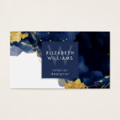 Navy Blue Gold Abstract Monogram Business Card Visitekaartje (Voorkant)