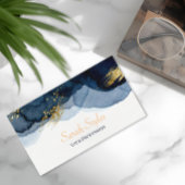 Navy Blue & Gold Abstract Watercolor Visitekaartje