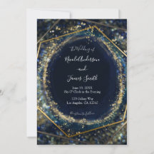 Navy Blue Gold Abstracte lichten Geometric Wedding