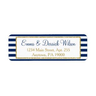 Navy Blue Gold Adresetiketten Elegant Shower Etiket