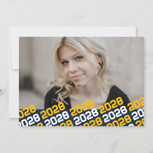 Navy Blue & Gold Afstuderen 2 foto bekendmaking Kaart (Achterkant)