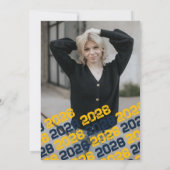 Navy Blue & Gold Afstuderen 2 Foto Dank u Kaart (Achterkant)