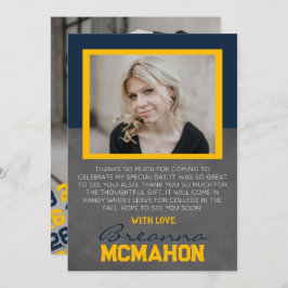 Navy Blue & Gold Afstuderen 2 Foto Dank u Kaart