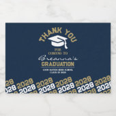 Navy Blue & Gold Afstuderen Dank u Mini Likeurfles Etiket (Enkel label)