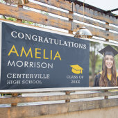 Navy Blue Gold Afstuderen Foto Afstuderen Spandoek