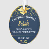 Navy Blue Gold Afstuderen Klasse van 2025 Custom Ornament (voorkant)