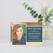 Navy Blue Gold Afstuderen Save the Date Aankondigingskaart (Staand voorkant)