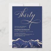 Navy Blue Gold Agaat 30e 30-jarig verjaardagsfeest Kaart (Voorkant)