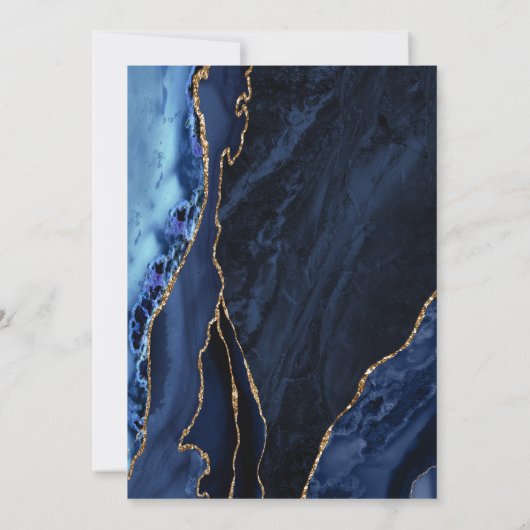 Navy Blue Gold Agaat 60e verjaardag Kaart (Achterkant)