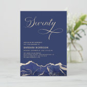 Navy Blue Gold Agaat 70e 70e verjaardagsfeest Kaart (Staand voorkant)