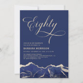 Navy Blue Gold Agaat 80e 80 verjaardagsfeest Kaart (Voorkant)