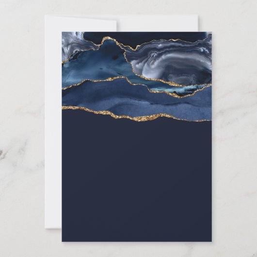 Navy Blue & Gold Agaat Afstuderen Kaart (Achterkant)