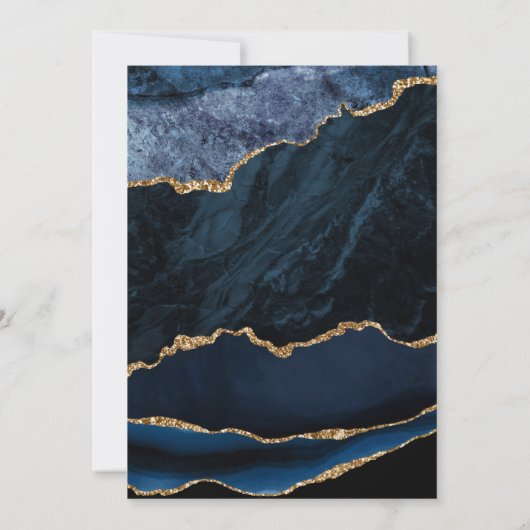 Navy Blue Gold Agaat Baby shower uitnodiging (Achterkant)